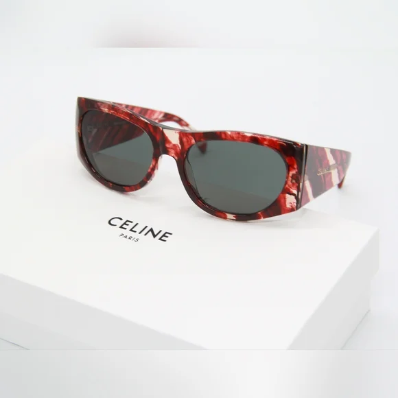 NEW CELINE RED WOMEN EYEWEAR CL40029I 54N SUNGLASSES CL 40029I NEW CELINE CL40029I 54N RED HAVANA GREEN WOMEN main image 3